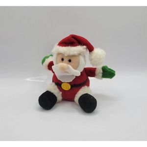 Vintage Santa Claus Pull Cord Wiggling 4" Plush Doll Figure Christmas Decor
